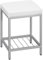 eSituro Sitzhocker Schminkhocker, Badhocker Badezimmerhocker mit Ablage, Polsterhocker mit Ablage, rechteckiger Hocker Schminktisch Couch Sofa, aus Leinen Metall, Weiß+Silber