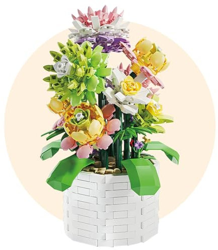 Sukkulente Flower Clamping Blocks, 1059 Pcs Plants Bonsai Building Blocks Set, Blumenstrauß Klemmbausteine, Blumenstrauß Bausatz, Home and Office Decoration, Gifts for Women, Adults, Men ( Sukkulente)