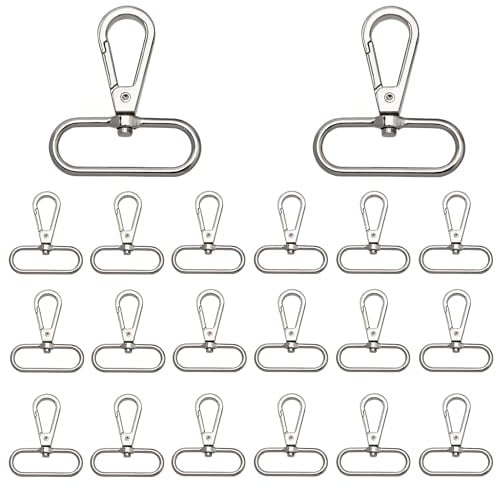 Drehbarer Karabiner, 20 Stück Karabinerhaken Schlüsselanhänger, 38mm D-Ringe Metall Trigger Snap Hooks für Taschen Gürtel DIY Nähen Handwerk Taschenzubehör
