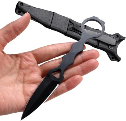 Tragbares Messer mit fester Klinge und Scheide,Taschenmesser Taschenwerkzeug Gürtelmesser für Outdoor Camping Angeln Wandern (schwarz)