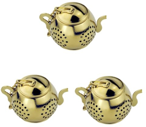 SOLUSTRE 3 Stck. Teesieb aus Edelstahl Filter Tee-Ei wiederverwendbar lose rostfrei groß teesiebe teeeier tee eier Teezubehör Küchenzubehör Teekannenzubehör Edelstahl 304 Golden