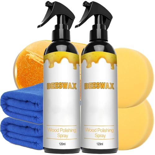 Natural Beeswax Care Spray & Restorer, Beeswax Spray Furniture Polish, 4 Fl Oz Wood Polish Cleaner for Care Wooden Furniture & Floors (2 Sets)