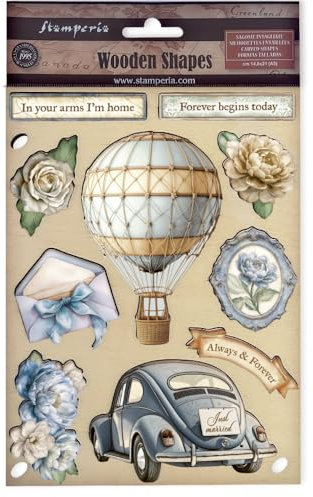 Stamperia KLSP184 Coloured Wooden Shapes, Brown, 14,8 x 21 x 0,8 cm