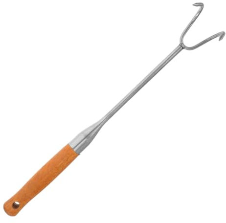 POPETPOP Pesca Al Aire Libre Con Anzuelos Para Comida Cocida. Inoxidable Gancho Carne Aleta Doblar Acero Pesado Alimento Exterior Cocinar Cocinando Comida De Barbacoa Volteando Manos Madera