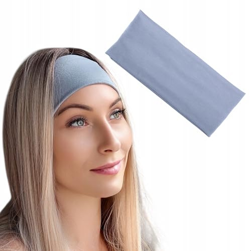 Elastisches Damen Stirnband für Sport, Alltag & Make-up – Haarband aus weichem Stoff – Breites Kopfband in Schwarz & Blau – Rutschfestes Yoga Fitness Haarband für Frauen & Mädchen (Blau, Normal)