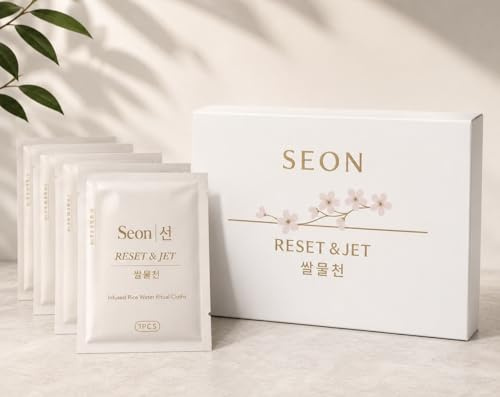 Seon Reset & Jet Rice Water Infused Ritual Facial Cleansing Cloths, White, 50 Count, Premium Box with Magnetic Closure