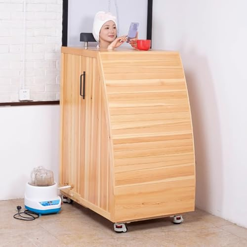 TT-YEC Grande Salle De Sauna en Bois avec Moteur À Vapeur De 2,8/8 L, Boîte À Sauna Simple À Roues, Kit De Boîtier De Sauna Complet, Spa pour La Maison Personnelle pour La Détente,8l