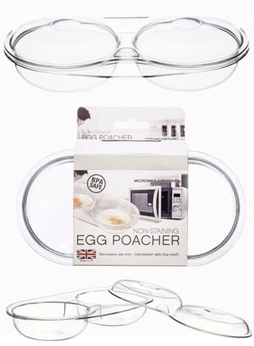 Home Fittings ® Microsafe Cook Microwave 3 in 1 Easy Egg Poacher Cooker Omelettes, Dishwasher Safe and BPA Free CLEAR with Clear Lid