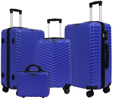 STRAVIA – Vic – Set de 4 Valises (30/55 / 65/75 cm) – ABS légères et résistantes – Serrure à Code sécurisée – 4 Roues Double Ultra fluides – Bleu