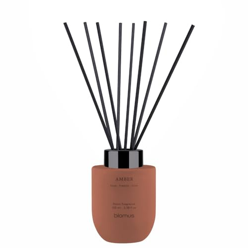 blomus Raumdiffusor -TUOKSU- | Duftdiffusor mit Duftstäbchen für Wohnräume | Raumduft Amber | 100 ml
