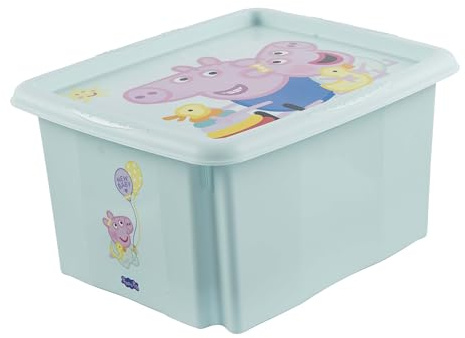 keeeper karolina Aufbewahrungsbox mit Deckel, 24 l, Dreh- und stapelbar, Design: Peppa, Für Kinder, Aquamarine