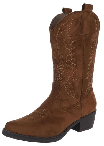 Ital Design Damen Stiefel mit Reißverschluss und Blockabsatz, spitze Form, Braun, Gr. 39