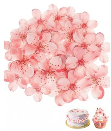 QEQSHQO 50 Fleurs de Cerisier Roses pour Gâteau & Cupcake. Décoration Anniversaire, Mariage, Fiançailles, Baby Shower, Fête du Printemps. Idéal pour une touche élégante et rapide.