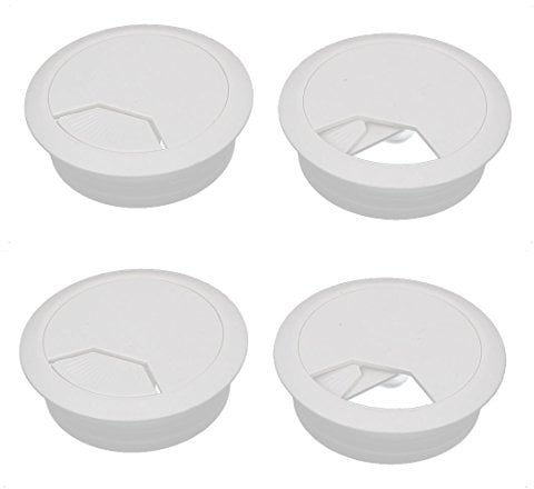 sourcingmap 50mm(2 inch) Desk Grommet, 4Pcs White Cable Hole Cover, computer Desk Grommet Cable Wire Code Tidies for Home Office Table Surface Port Hole Covers