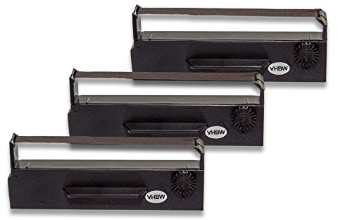 vhbw 3X Farbband Schriftband kompatibel mit Epson TM-H 3000, TM-H 3000 R, TM 290, TM 295, TM 290 II Nadeldrucker, Bondrucker - Schwarz
