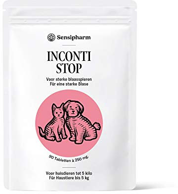 Sensipharm Inconti Stop - Hilft Natürlich bei Inkontinenz (Blasenschwäche) 90 Tabletten a 250 mg für Katzen, Hunde, Meerschweinchen, Kaninchen