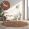 HomebyHome Teppich Rund Hochflor 160 cm Rund - Shaggy Runder Teppich Wohnzimmer Mokka Extra Weich und Flauschig - Waschbarer Langflor Teppiche für Schlafzimmer, Küche, Flur - Carpet, Halı, Kilim