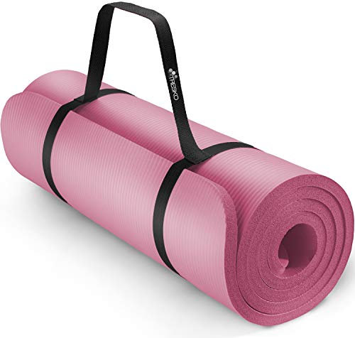TRESKO Yogamatte Phthalatfrei - Gymnastikmatte rutschfest, extra dicke Pilatesmatte Fitnessmatte mit Tragegurt, 185 x 60 x 1,5cm