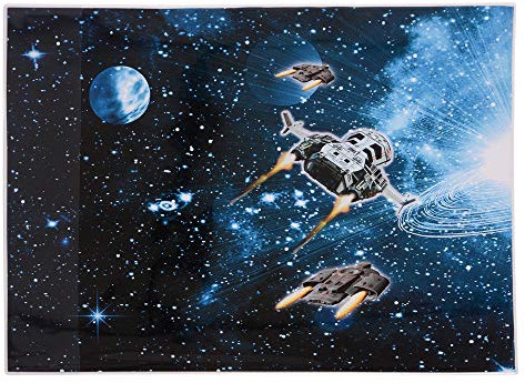 goldbuch Schreibunterlage, Raumschiff, 49 x 38 cm, Mit seitlicher Einstecklasche, Laminierter Kunstdruck, Dunkelblau/Schwarz, 75570