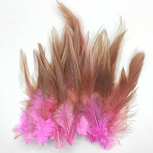 Natürliche Federn Hahnenfedern, ca. 10-15 cm, 50 Stück, Rosa - Kopper-24 Hahn Schwanzfedern Schmuck Dekoration Bastelfedern für Hochzeit Weihnachten Karneval Party Deko Kostüme Natur Basteln