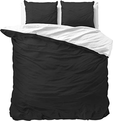 ZENsation Bettwäsche Twin Face Schwarz/Weiß Einfarbig/Hotel Bettwäsche 2 Persoons (200x220 cm)
