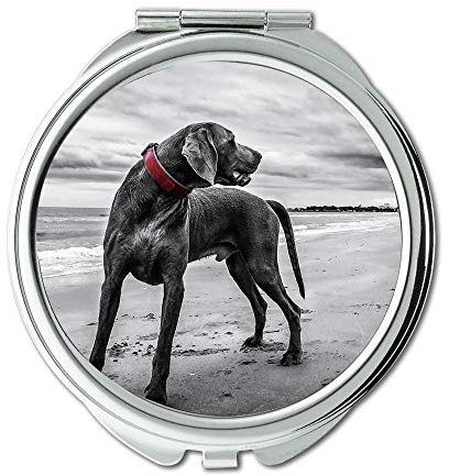 Mirror,makeup mirror,Weimaraner Dog Beach Pet Black,Pocket Mirror,portable mirror