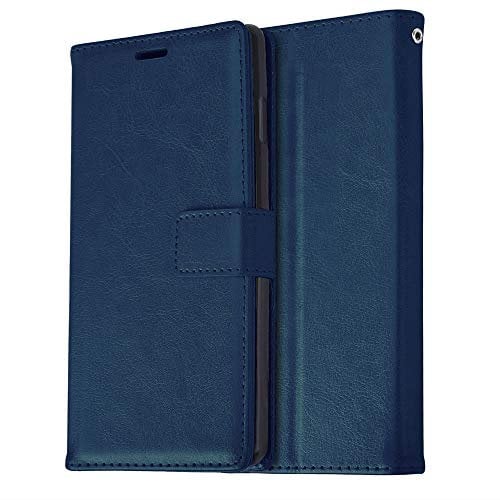 TECHGEAR Leather Wallet Case for iPhone XS Max - Protective Flip Cover with Card Slots, Kickstand and Wrist Strap, Blue PU Leather Compatible with Apple iPhone XS Max 6.5