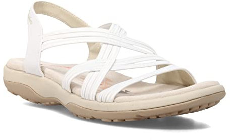 Skechers - Sandalias Reggae Slim Simply Stretch para mujer, Blanco, 40 EU