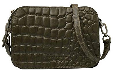 Liebeskind Berlin Damen Croco Luka Crossbody Umhängetasche, Small (HxBxT 14.5cm x 20.5cm x 7cm), umber green
