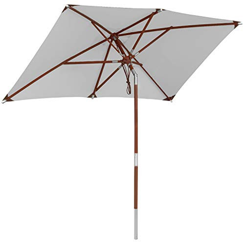 anndora Sonnenschirm 250x150cm Holz Streben mit Dreh-Kipp-Mechanismus 2,5x1,5m eckig Hellgrau