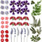 BBTO 85 Stücke Echte Getrocknete Gepresste Blumen: Lila, Rosa, Rot, Grün - Getrocknete Blumen - Mixed Flowers - Drinnen