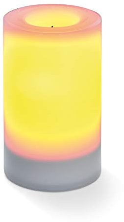Esotec Solar LED Kerze Mila, Flammeneffekt, Flackerlicht, Tischleuchte, Akku, Leuchtkerze, Solarleuchte, Candellight, Campinglampe, 7,5x12cm, Kunststoff, außen, outdoor, gelb, 102232