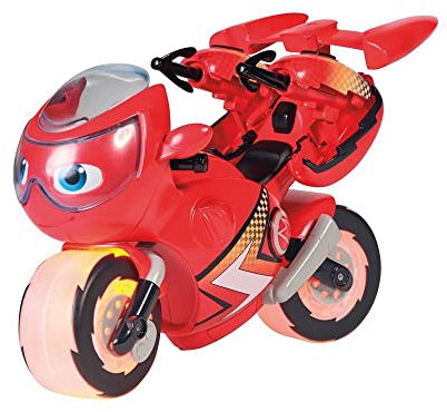 Ricky Zoom Ricky Sauvetage Eclair, figurine d'action pour enfants, roue libre, grande moto de 22 cm avec lumières, moto pour enfants garçons et filles de 3 ans et plus
