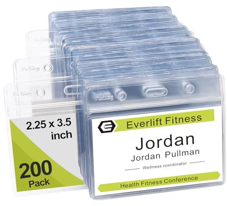 Namensschild Ausweishüllen Ausweishalter Ausweishuelle Namensschilder - Fushing 200 Stück Ausweishülle Horizontal Transparent ID Badge Holder Durchsichtige Namensschilder Kunststoff