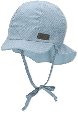Sterntaler Jungen Schirmmütze mit Nackenschutz Zum Binden Raute Sonnenhut, hellblau, 45