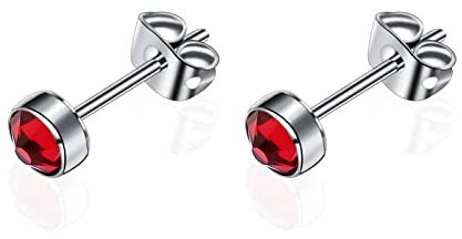 Artskin Damen Ohrstecker G23 Massives Titan Herren Mädchen Ohrringe Hypoallergen Nickelfrei 5mm Kristall Ohrringe Geburtstagsgeschenk