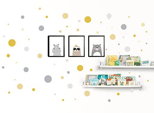 Little Deco Wandtattoo Zusatz Punkte I gelb grau I Kinderzimmer Babyzimmer Aufkleber Sticker Wandaufkleber Kreise Wandsticker Kinder Dots DL133