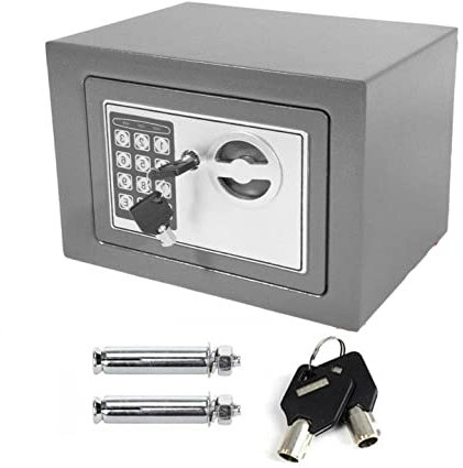 Tresor Schranktresore Wandmontierte Digitaltastatur Geldkassette Massiver Stahl Elektronischer Passwort-Sicherheitstresor mit Schlossschlüssel Hotel-Safe Geld-Bargeld-Tresor (8.5L, Grau)