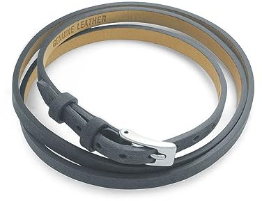 DUR Schmuck Armband, Lederarmband, Wickelarmband 62 cm A1704 grau-blau