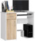 AKORD | Escritorio para PC Jay con Estante para Teclado | Escritorio de Oficina | Escritorio de Ordenador | Mesa de Oficina | L90 x H74 x P50 cm 29 kg | Blanco & Roble Sonoma
