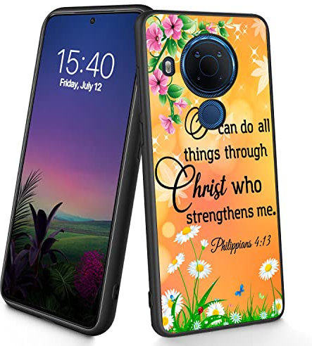 Bxgolkgd Schutzhülle für Nokia 5.4 (16,2 cm) (Philipper 4:13) kompatibel mit Nokia 5.4 2021, dünn, weiches TPU-Silikon, stoßfest, rutschfest, für Nokia 5.4 2021