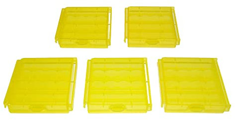 Armerah 14500 AA/AAA Battery Protective Case Cover Storage Quad Opaque Plastic 5 Pack Yellow