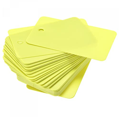 sourcing map Etiquetas de Envío Vacío Plástico Impermeable con Agujero de Ojal, para Producto Identificación Etiquetas, Válvula Marcado, Exterior Etiquetado, 30 x 50mm Amarillo Paquete de 100