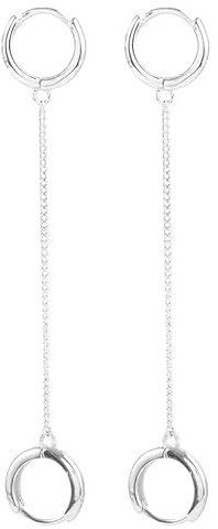 BSLVWG Paar Doppel-Creolen für Frauen Mädchen 925 Sterling Silber Kleine Huggie Baumeln Kette Tropfen Zweites Loch Helix Post Mehrere Ohrstecker Lobe Piercing Manschette Knorpel Männer Schmuck Punk