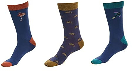 Laurence Llewelyn-Bowen Mens Animals Socks (Pack of 3) (L) (Blue)