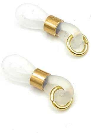 Premium Brillenkettenhalter mit Öse - Brillenösen - Brillenschlaufen - Brillenkettenenden 2 Stück (transparent - gold)