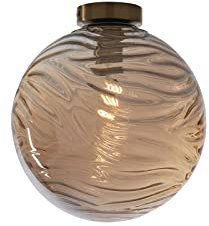 Kleine Deckenleuchte Glaskugel Wellenmuster Champagner, Globe Ø30cm