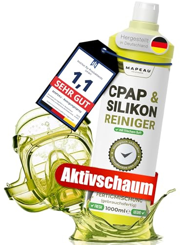 CPAP Reinigung 1 Liter Fertigmischung für Masken Schläuche Kunststoff und Silikon, Mapeau Silikon-Reiniger Nachfüll (1 Liter | Nachfüll)