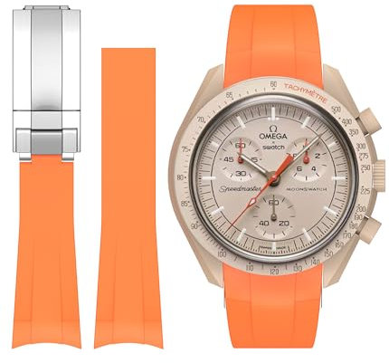 Stanchev Armband für Moonswatch Swatch,Keine Lücke Weiches Silikon Ersatzband Armband Verstellbares, Uhrenarmband Armbänder Sports Wrist Band für Omega X Swatch Armband (Orange)