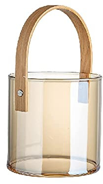 SOSSEG Ice bucket, 2L Glass Ice Bucket Storage Bucket Ice Pail,Beer Bucket Drinks Cooler Buckets,Mini Fruit Basket Ice Bucket With Bamboo Handle Home Creative